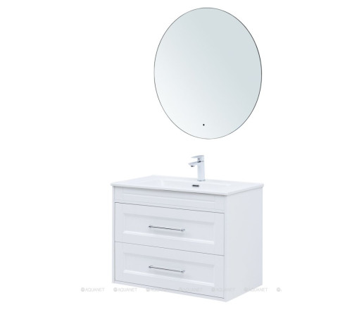 Тумба с раковиной Aquanet Бостон new 80 Flat белый сатин 00345366