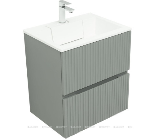 Тумба с раковиной Aquanet Джейн 60 мисти грин раковина Фортуна 00332521