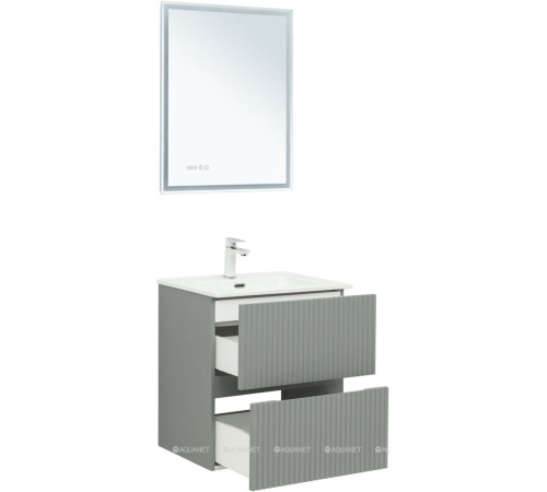 Тумба с раковиной Aquanet Джейн 60 мисти грин раковина Фортуна 00332521