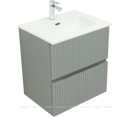 Тумба с раковиной Aquanet Джейн 60 мисти грин раковина Фортуна 00332521