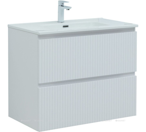 Тумба с раковиной Aquanet Джейн 80 белый матовый раковина Flat 00332544