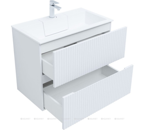Тумба с раковиной Aquanet Джейн 80 белый матовый раковина Фортуна 00332529