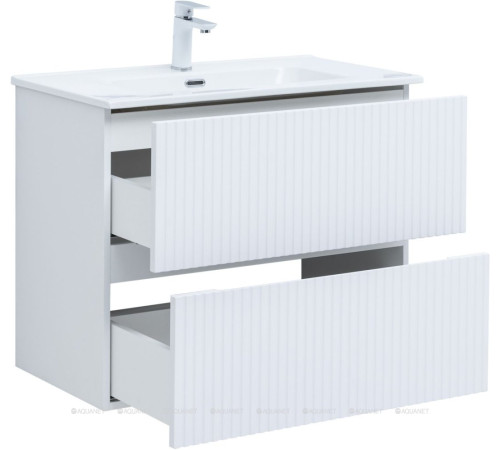 Тумба с раковиной Aquanet Джейн 80 белый матовый раковина Фортуна 00332529