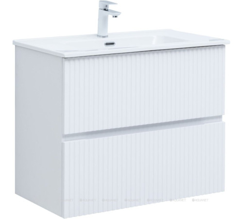 Тумба с раковиной Aquanet Джейн 80 белый матовый раковина Фортуна 00332529