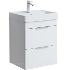 Тумба с раковиной Aquanet Ирис new 50 (Ирис Т) подвесная 2 ящика белый глянец 00367336