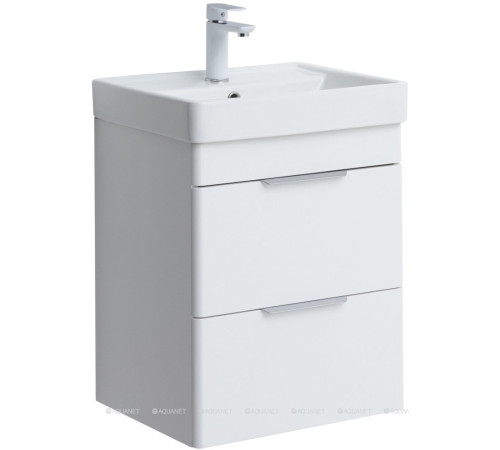 Тумба с раковиной Aquanet Ирис new 50 (Ирис Т) подвесная 2 ящика белый глянец 00367336