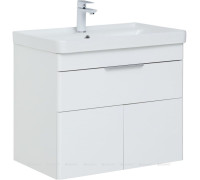 Тумба с раковиной Aquanet Ирис new 70 подвесная 1 ящик 2 фасада белый глянец 00312427