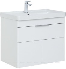 Тумба с раковиной Aquanet Ирис new 70 подвесная 1 ящик 2 фасада белый глянец 00312427