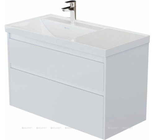 Тумба с раковиной Aquanet Nova Lite 2.0 90 L 2 ящика белый глянец 00365922