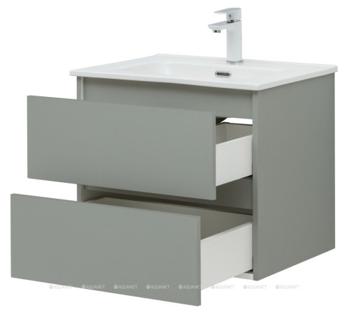 Тумба с раковиной Aquanet Вега 2.0 60 Flat 2 ящика мисти грин 00344771
