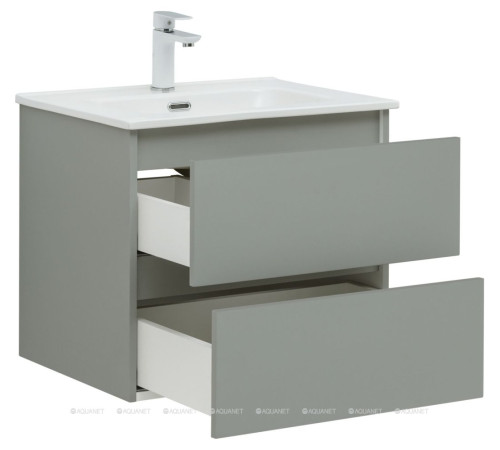 Тумба с раковиной Aquanet Вега 2.0 60 Flat 2 ящика мисти грин 00344771