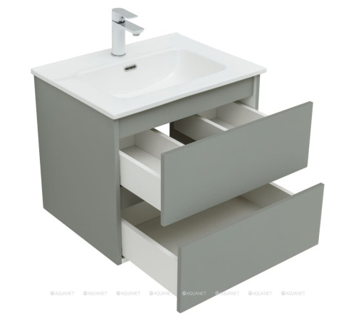 Тумба с раковиной Aquanet Вега 2.0 60 Flat 2 ящика мисти грин 00344771