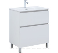 Тумба с раковиной Aquanet Вега 70 Flat напольная 2 ящика белый глянец 00345381