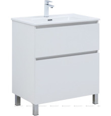 Тумба с раковиной Aquanet Вега 70 Flat напольная 2 ящика белый глянец 00345381