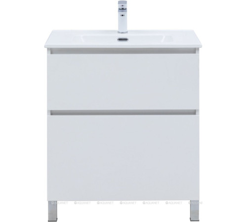 Тумба с раковиной Aquanet Вега 70 Flat напольная 2 ящика белый глянец 00345381