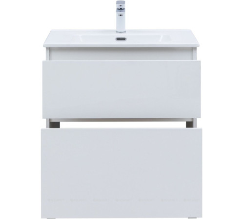 Тумба с раковиной Aquanet Вега 70 Flat напольная 2 ящика белый глянец 00345381