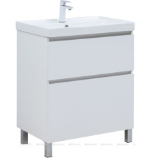 Тумба с раковиной Aquanet Вега 70 Ирис напольная 2 ящика белый глянец 00345376