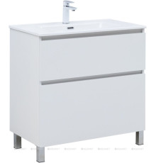 Тумба с раковиной Aquanet Вега 80 Flat напольная 2 ящика 00345382