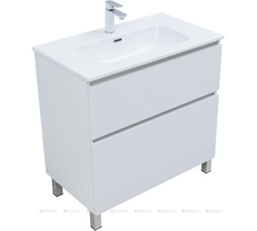 Тумба с раковиной Aquanet Вега 80 Flat напольная 2 ящика 00345382