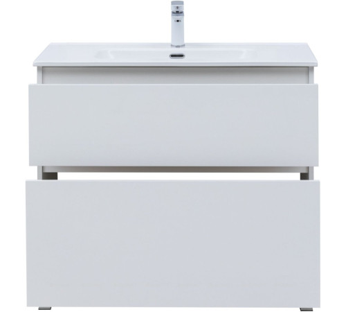 Тумба с раковиной Aquanet Вега 90 Flat напольная 2 ящика белый глянец 00345383