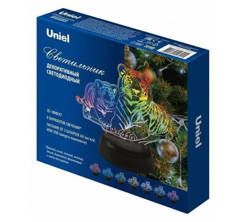 Зверь декоративный Uniel ULI-M508 RGB/3AA TIGER FAMILY/BLACK UL-00008403