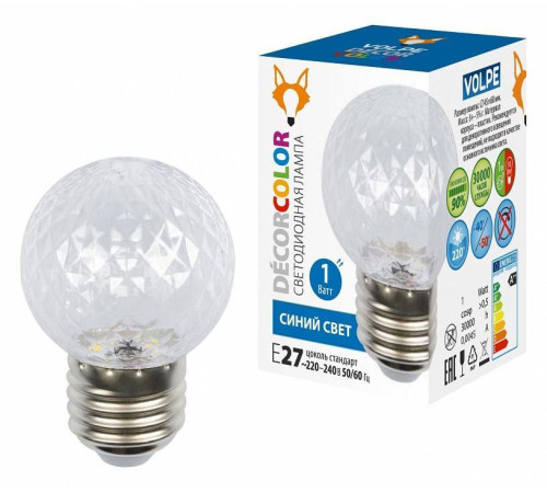 Лампа светодиодная Volpe DECOR COLOR E27 1Вт K UL-00010066