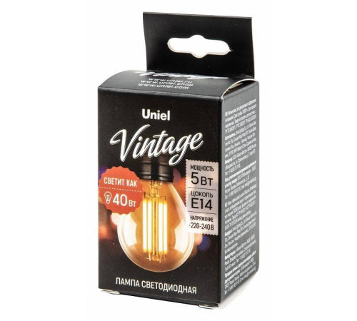 Лампа светодиодная Uniel VINTAGE E14 5Вт 2250K UL-00010551