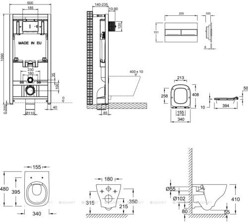 Комплект инсталляция Jacob Delafon с унитазом Struktura сиденьем и клавишей E21747RU-00