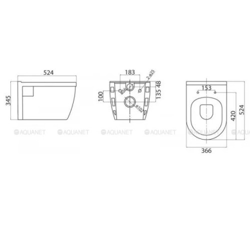 Унитаз подвесной BelBagno Loto 524x366x345 мм с сиденьем BB070CHR/SC