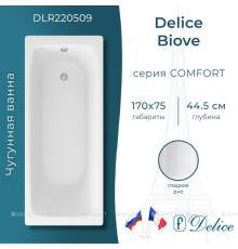 Ванна чугунная Delice Biove 1700х750 мм без ручек DLR220509
