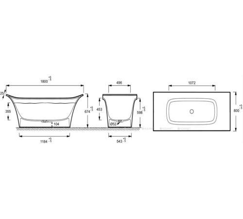 Ванна отдельностоящая Jacob Delafon Grands Boulevards 180x85 см белая E6D156-0