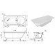 Ванна прямоугольная Aquanet LOTOS STONE SLIM 1700х750 мм тонкий бортик 00338575