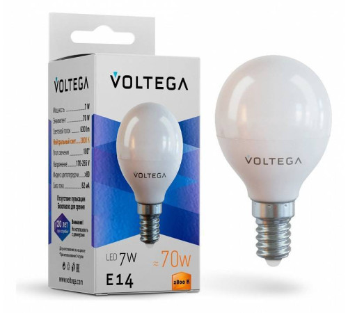 Лампа светодиодная Voltega Globe 7 Вт E27 4000 K 7054