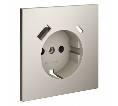 Накладка для розетки с заземлением и со шторками и 2хUSB type A и C Voltum S70 VLS001003