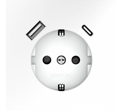 Розетка с заземлением и со шторкой и 2хUSB type A и C, без рамки Voltum S70 VLS040502