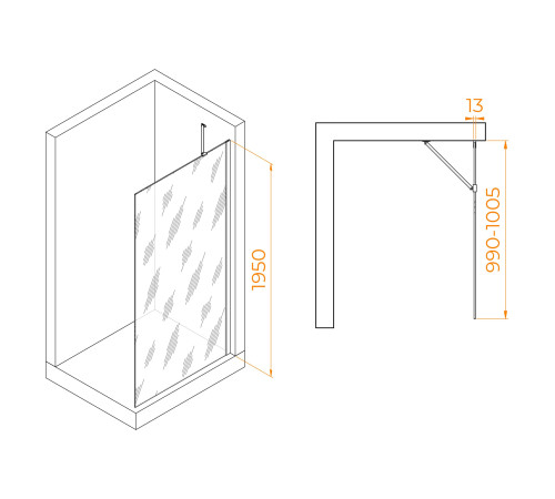 Душевая перегородка RGW WA-110 1000 мм 351011010-11