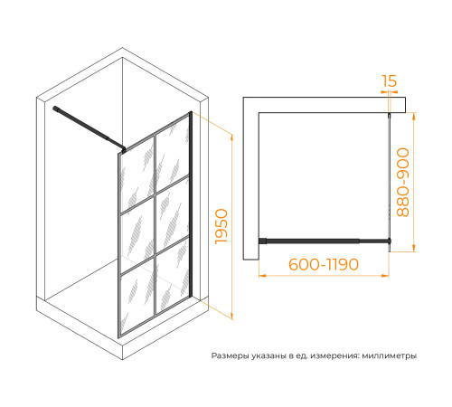 Душевая перегородка RGW WA-111B 900 мм 411011109-84