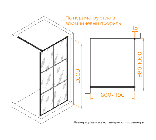 Душевая перегородка RGW WA-11B 1000 мм 32101110-84