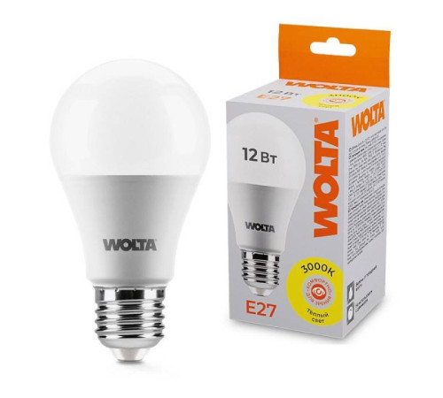 Лампа светодиодная Wolta E27 12Вт 3000K 25Y60BL12E27