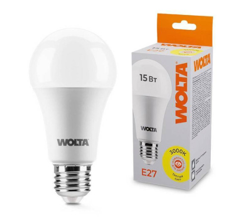 Лампа светодиодная Wolta E27 15Вт 3000K 25Y60BL15E27