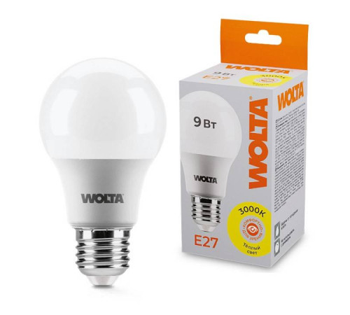 Лампа светодиодная Wolta E27 9Вт 3000K 25Y60BL9E27