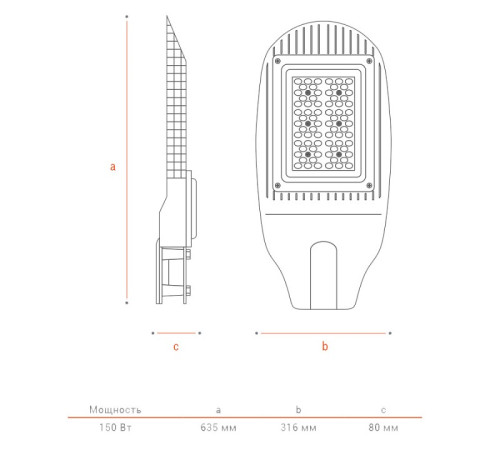 Консольный светильник WoltaPRO ДКУ04-150-102-4К ШБ140х60