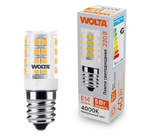 Лампа светодиодная Wolta E14 5Вт 4000K WSTD-JCD-5W4KE14-C