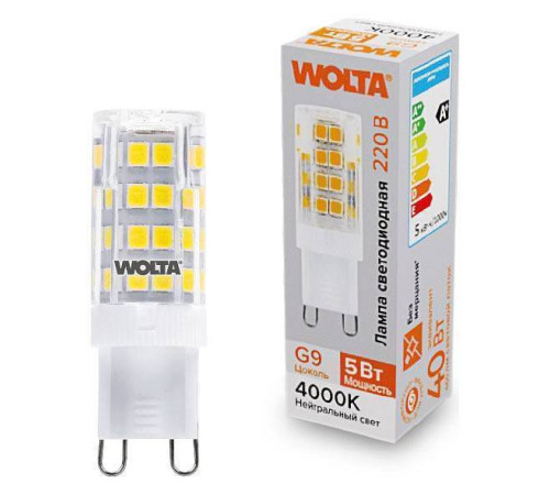 Лампа светодиодная Wolta G9 5Вт 4000K WSTD-JCD-5W4KG9-C