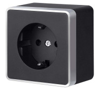 Розетка с заземлением Werkel Gallant (черный с серебром) W5071034