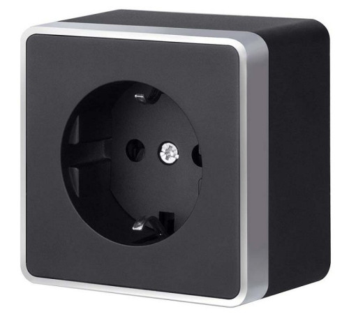 Розетка с заземлением Werkel Gallant (черный с серебром) W5071034