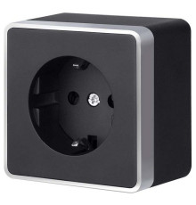 Розетка с заземлением и со шторкой Werkel Gallant (черный с серебром) W5071134