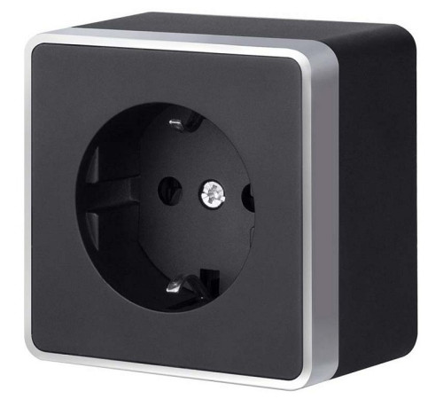 Розетка с заземлением и со шторкой Werkel Gallant (черный с серебром) W5071134