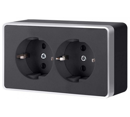 Розетка двойная с заземлением Werkel Gallant (черный с серебром) W5072134