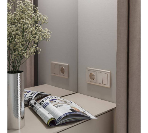 Розетка с заземлением и с шторками, без рамки Werkel Шампань рифленый W1171110